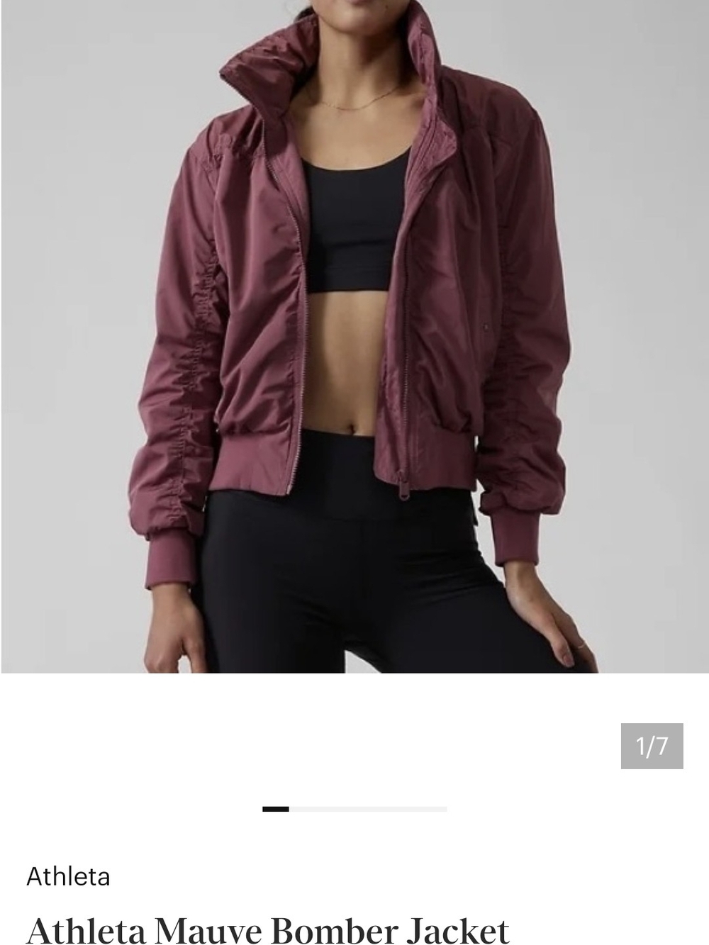 Athleta Mauve Bomber Jacket